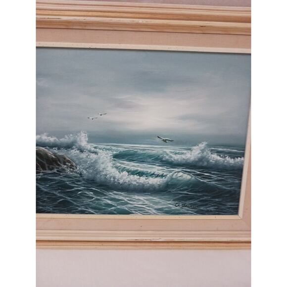 Ocean Waves Oil Painting 17x21 Framed Signed Original Canvas Sea by W. DAWSON - Picture 4 of 16